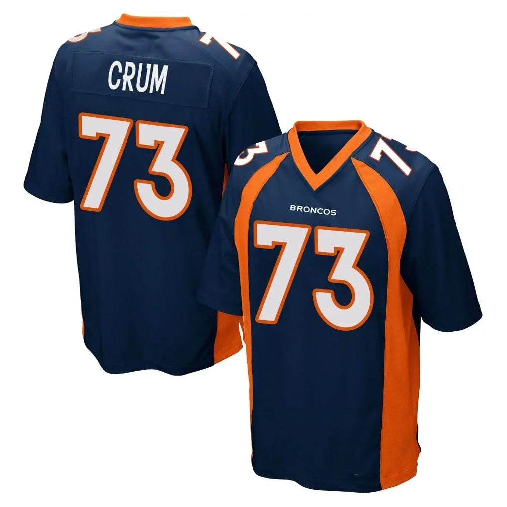 Tlead D.Broncos #73 Frank Crum Player Navy Game Stitched Jerseys