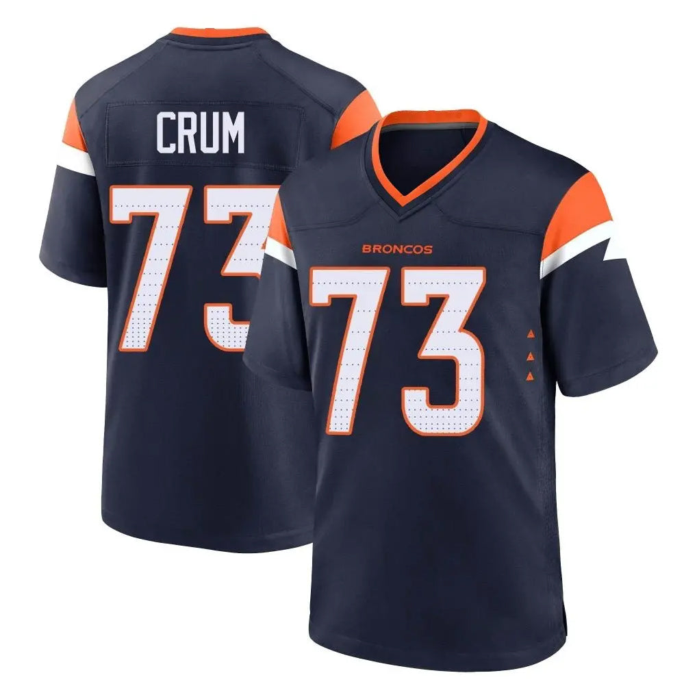 Tlead D.Broncos #73 Frank Crum Player Navy Home Game Stitched Jerseys