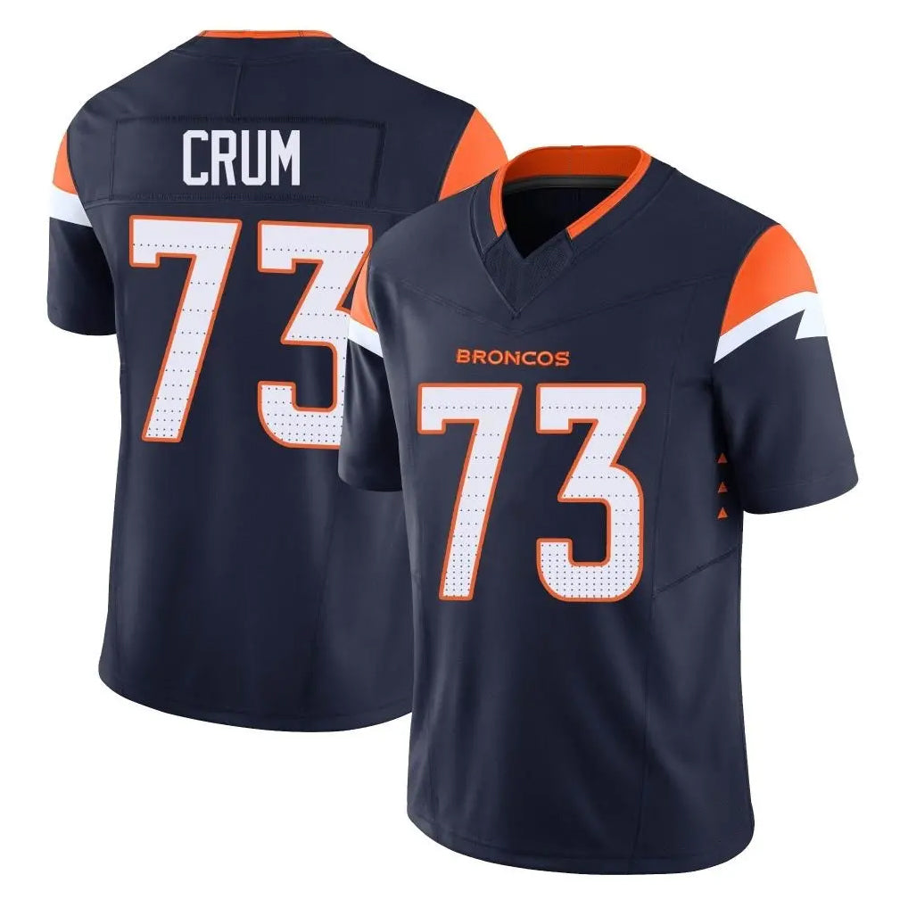 Tlead D.Broncos #73 Frank Crum Player Navy Limited Vapor F.U.S.E. Home Game Stitched Jerseys