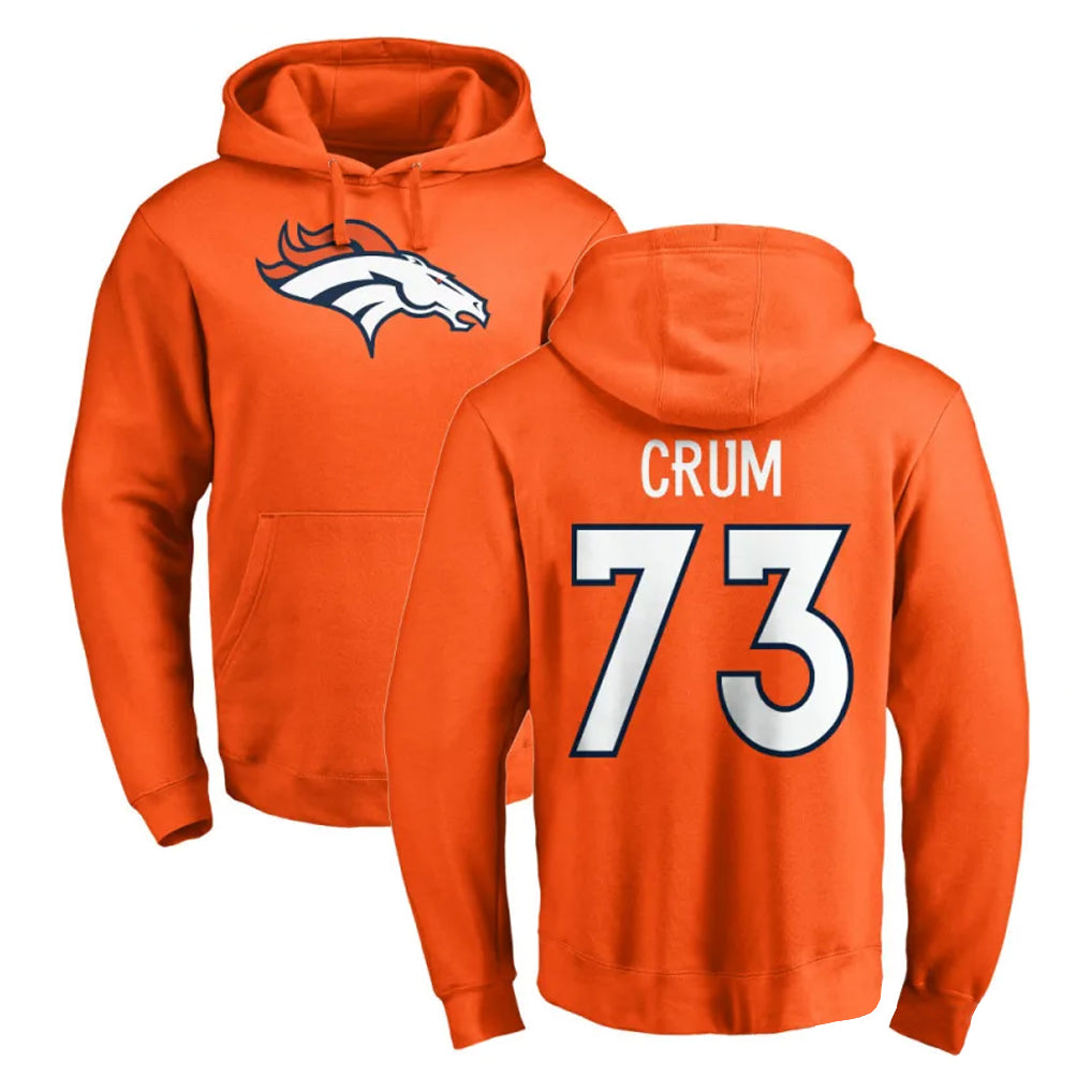 Tlead D.Broncos #73 Frank Crum Player Orange Pullover Hoodie Limited Stitched Jerseys