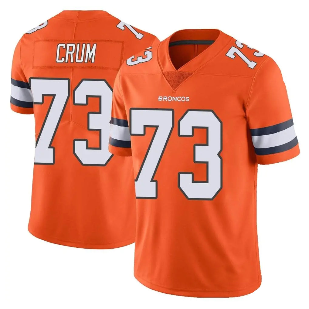 Tlead D.Broncos #73 Frank Crum Player Orange Vapor Untouchable Limited Home Game Stitched Jerseys