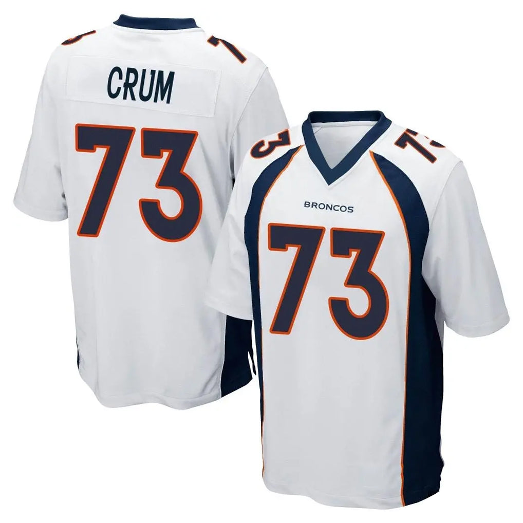 Tlead D.Broncos #73 Frank Crum Player White Game Stitched Jerseys