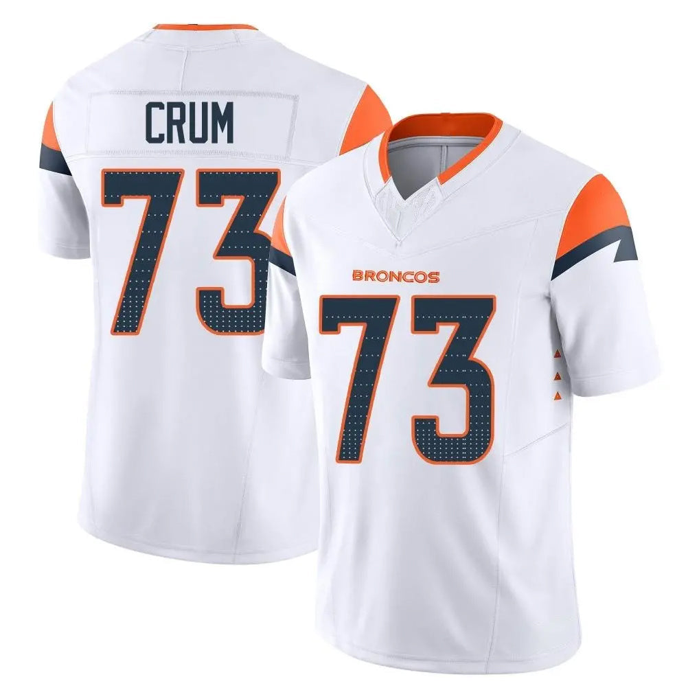 Tlead D.Broncos #73 Frank Crum Player White Limited Vapor F.U.S.E. Home Game Stitched Jerseys