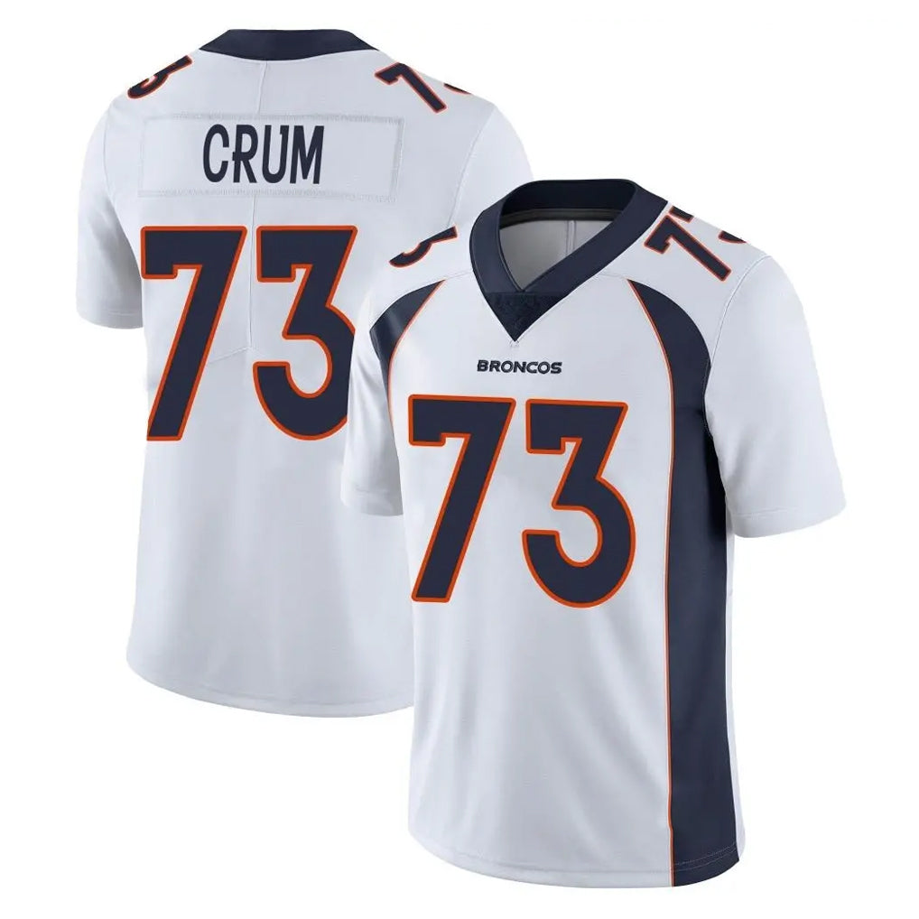 Tlead D.Broncos #73 Frank Crum Player White Vapor Untouchable Limited Home Game Stitched Jerseys
