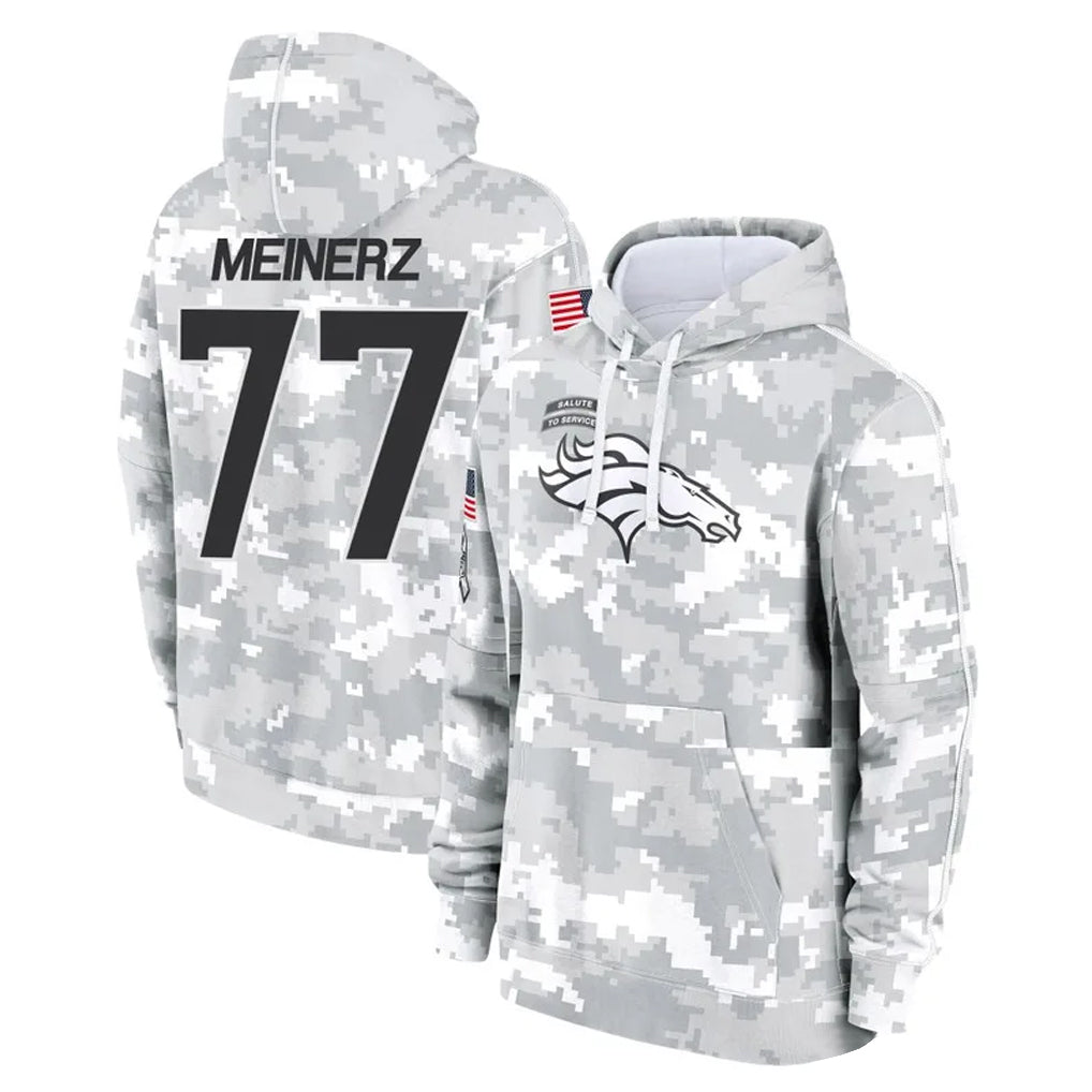 Tlead D.Broncos #77 Quinn Meinerz Player Arctic Camo Salute to Service Hoodies Limited Game Stitched Jerseys