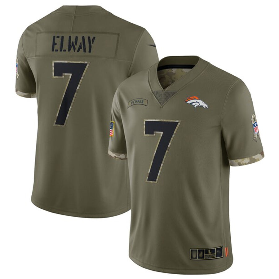Tlead D.Broncos #7 John Elway Player Limited Salute To Service Olive Stitched Jerseys