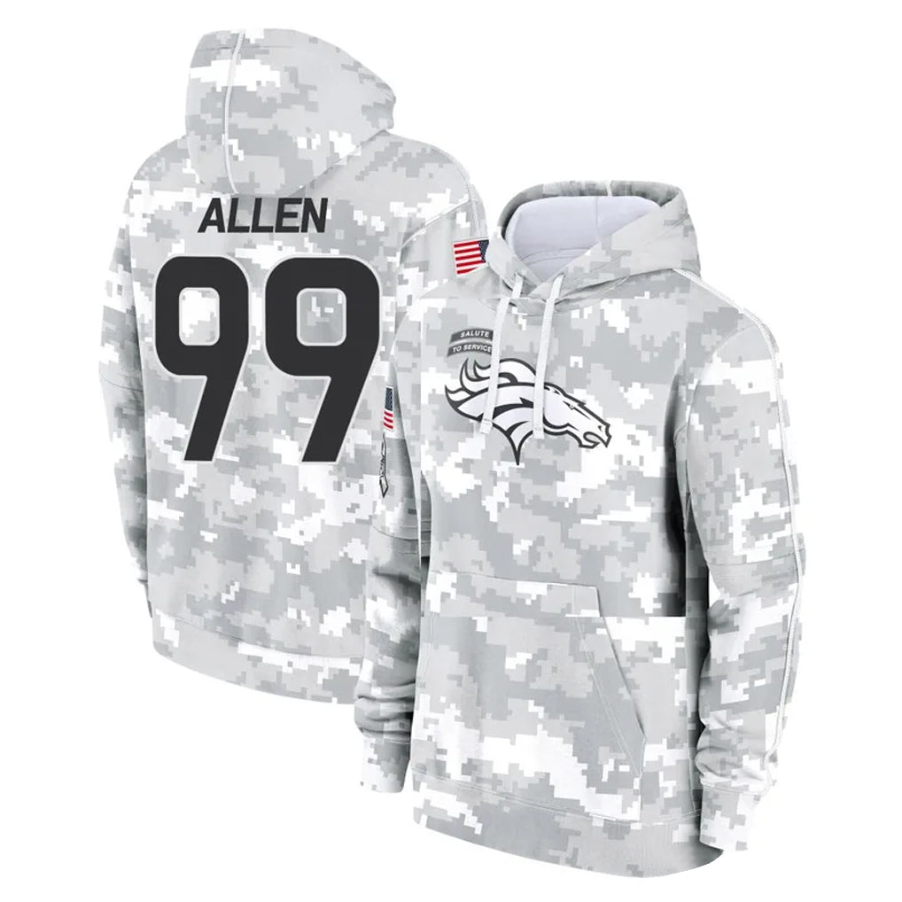 Tlead D.Broncos #99 Zach Allen Player Arctic Camo Salute to Service Hoodies Limited Game Stitched Jerseys