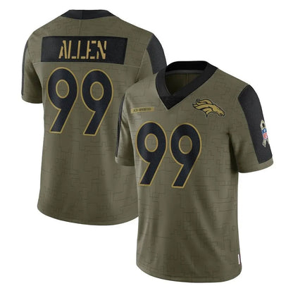 Tlead D.Broncos #99 Zach Allen Player Olive Salute To Service Limited Game Stitched Jerseys