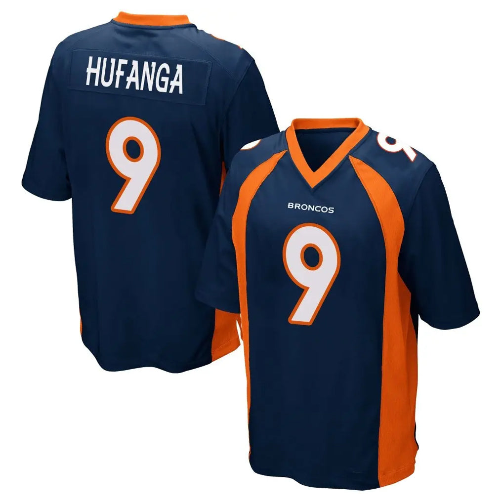 Tlead D.Broncos #9 Talanoa Hufanga Player Navy Game Stitched Jerseys