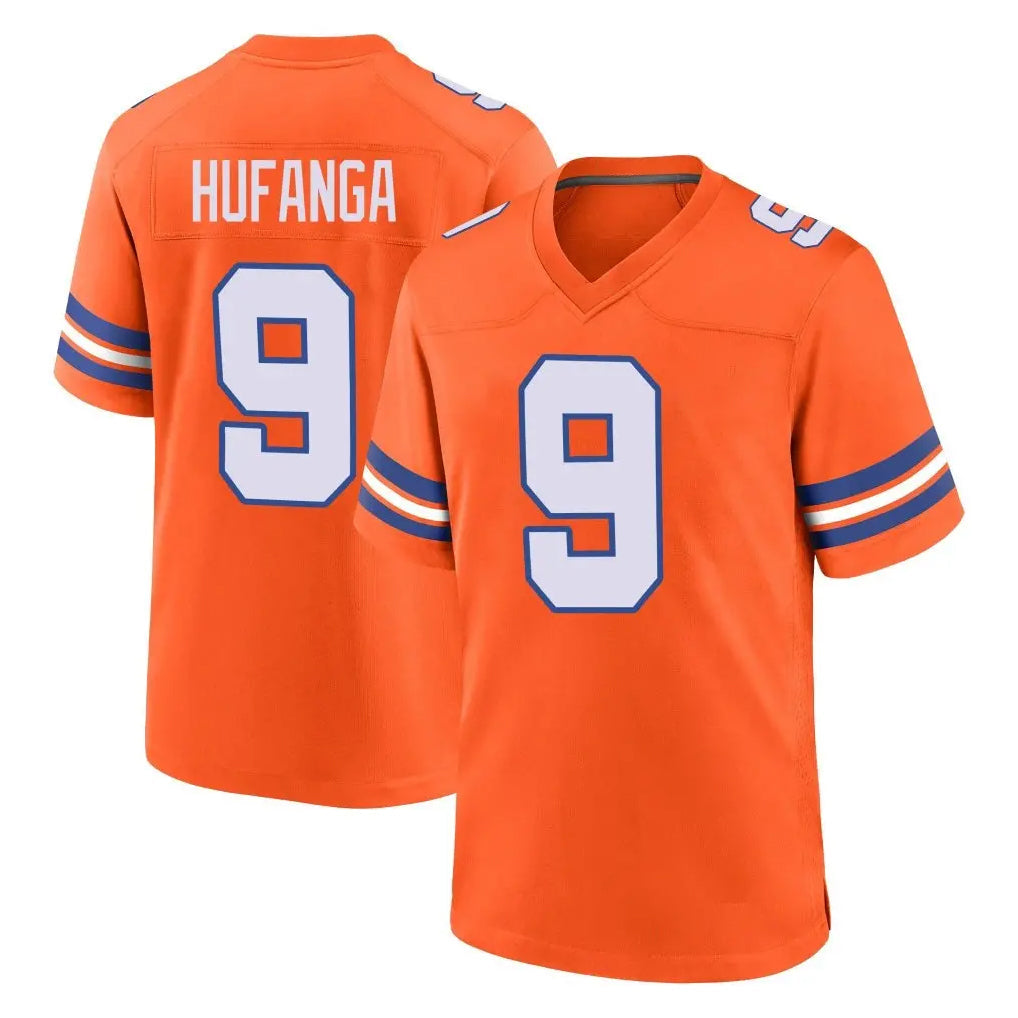 Tlead D.Broncos #9 Talanoa Hufanga Player Orange Alternate Collection Throwback Game Stitched Jerseys