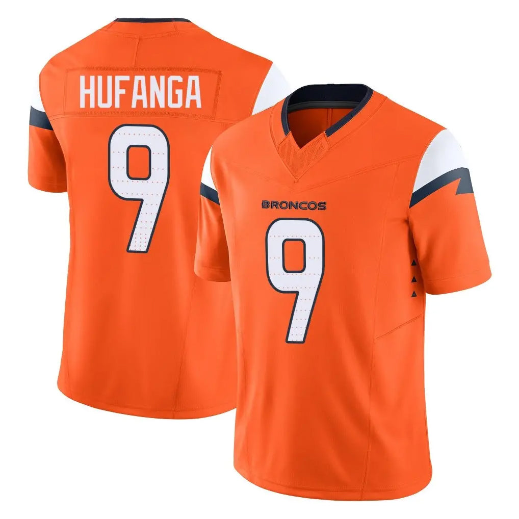 Tlead D.Broncos #9 Talanoa Hufanga Player Orange Vapor F.U.S.E. Limited Home Game Stitched Jerseys