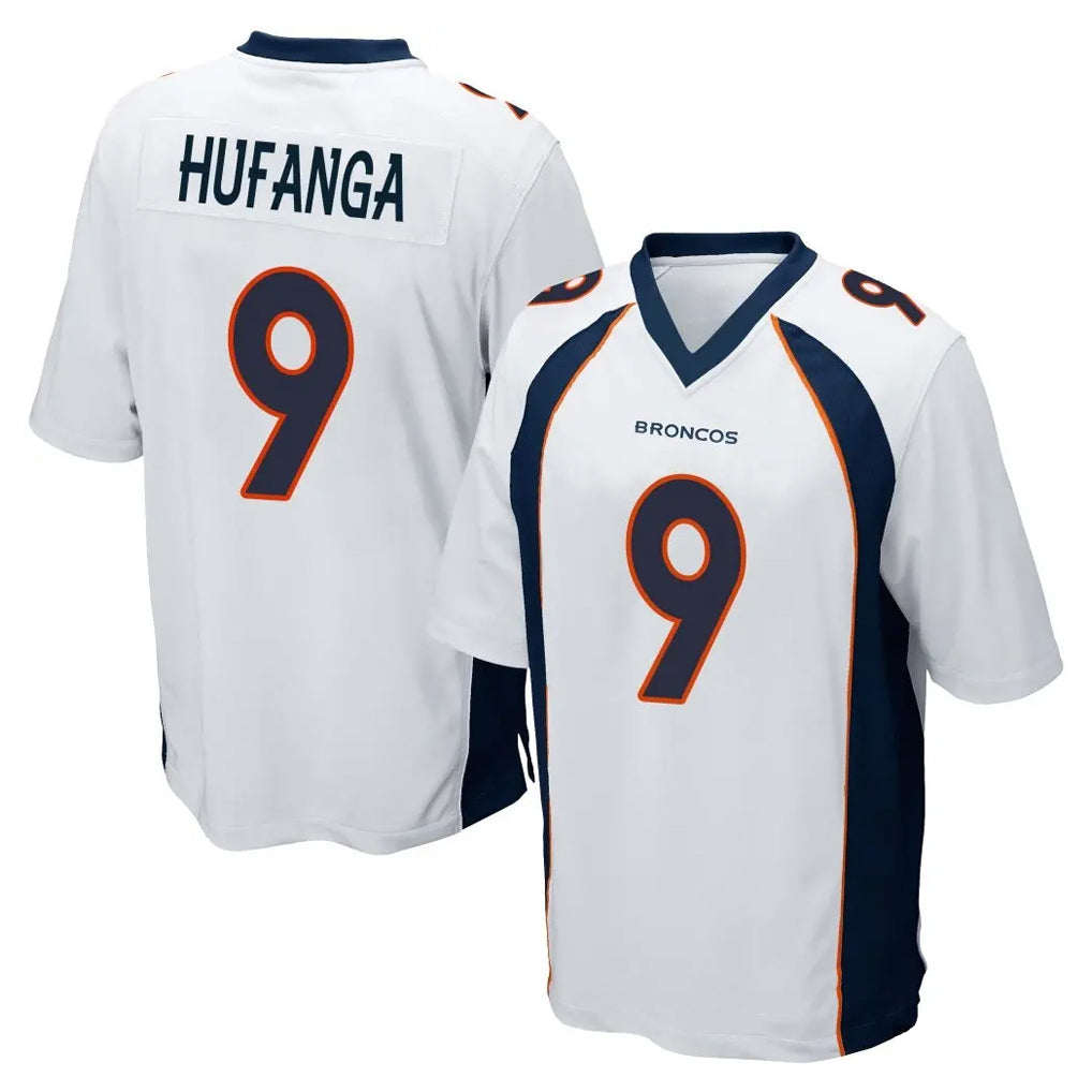 Tlead D.Broncos #9 Talanoa Hufanga Player White Game Stitched Jerseys