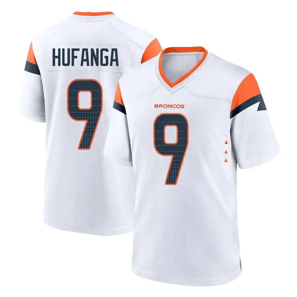 Tlead D.Broncos #9 Talanoa Hufanga Player White Home Game Stitched Jerseys