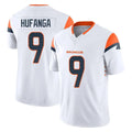 Tlead D.Broncos #9 Talanoa Hufanga Player White Limited Vapor F.U.S.E. Home Game Stitched Jerseys