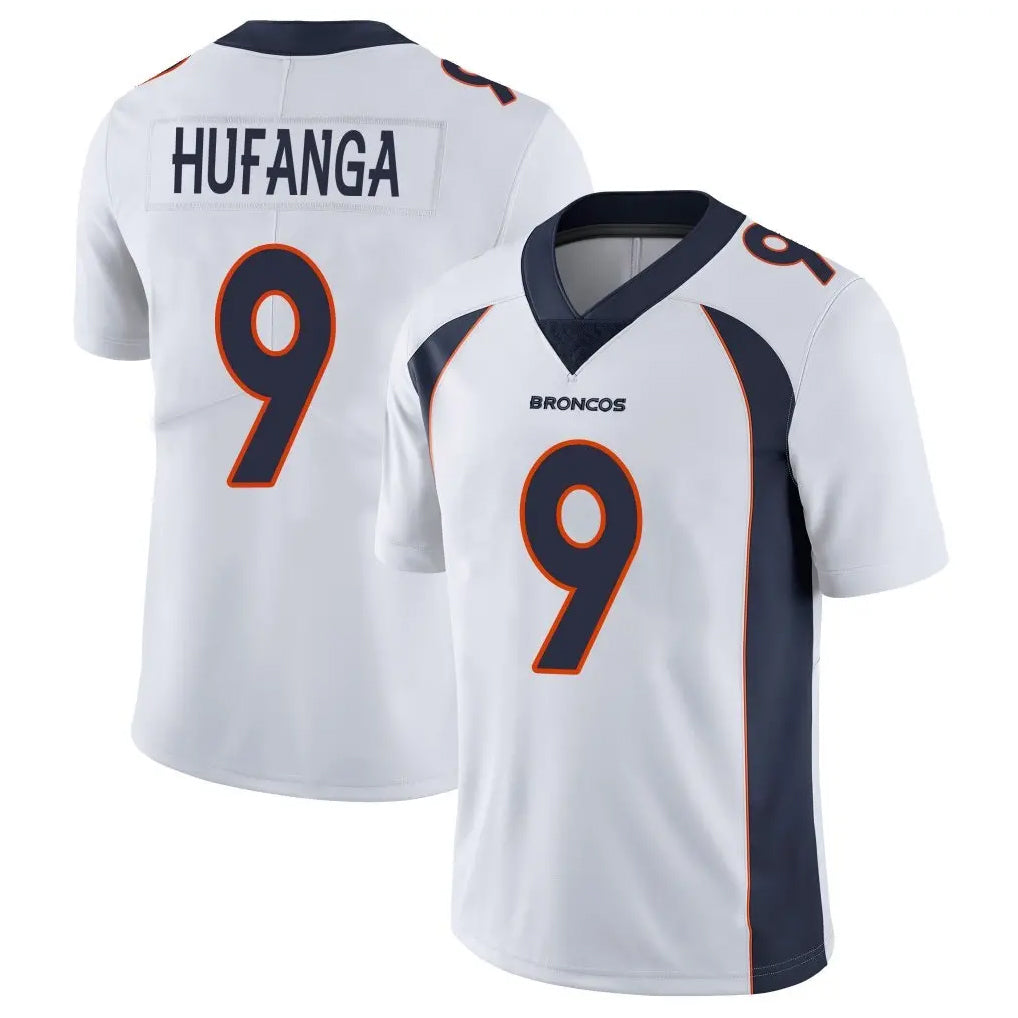 Tlead D.Broncos #9 Talanoa Hufanga Player White Vapor Untouchable Limited Home Game Stitched Jerseys
