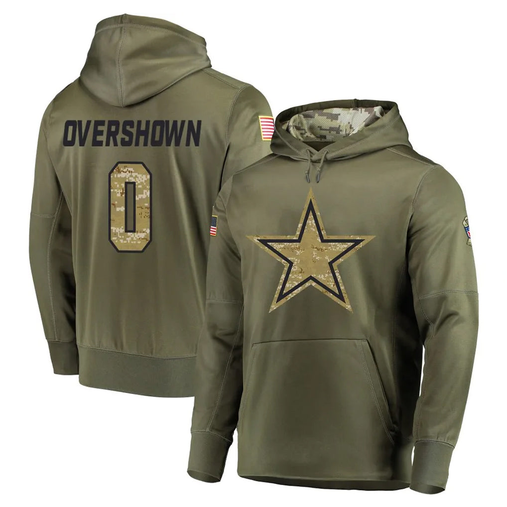 Tlead D.Cowboys #0 DeMarvion Overshown Player Olive Salute to Service Pullover Hoodies Home Game Stitched Jerseys