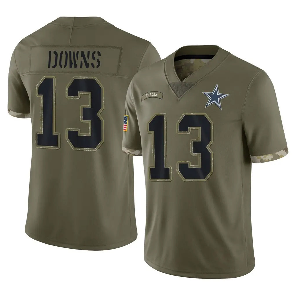 Tlead D.Cowboys #13 Caleb Downs Player Olive Salute to Service Limited Game Stitched Jerseys