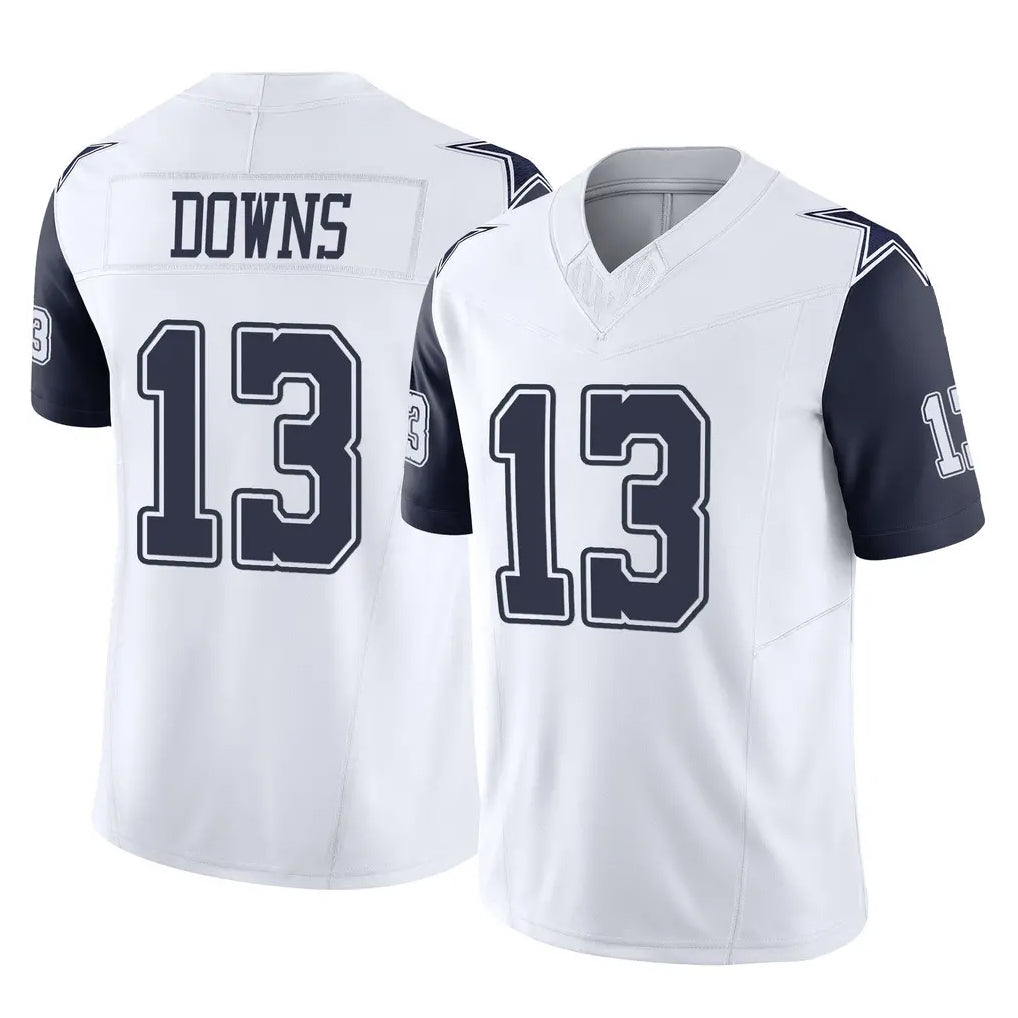 Tlead D.Cowboys #13 Caleb Downs Player White-Navy Limited Vapor F.U.S.E. Home Game Stitched Jerseys