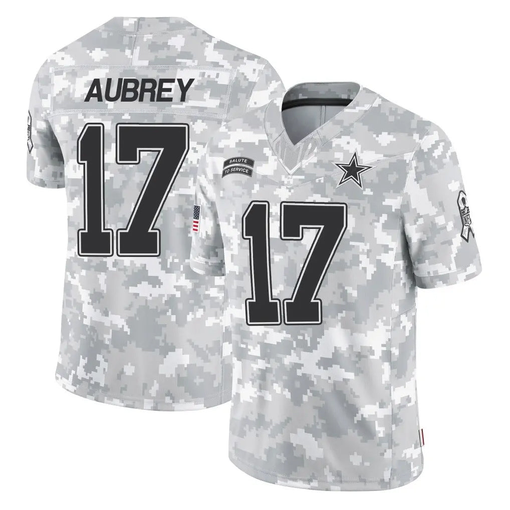Tlead D.Cowboys #17 Brandon Aubrey Player Arctic Camo Salute to Service Limited Home Game Stitched Jerseys