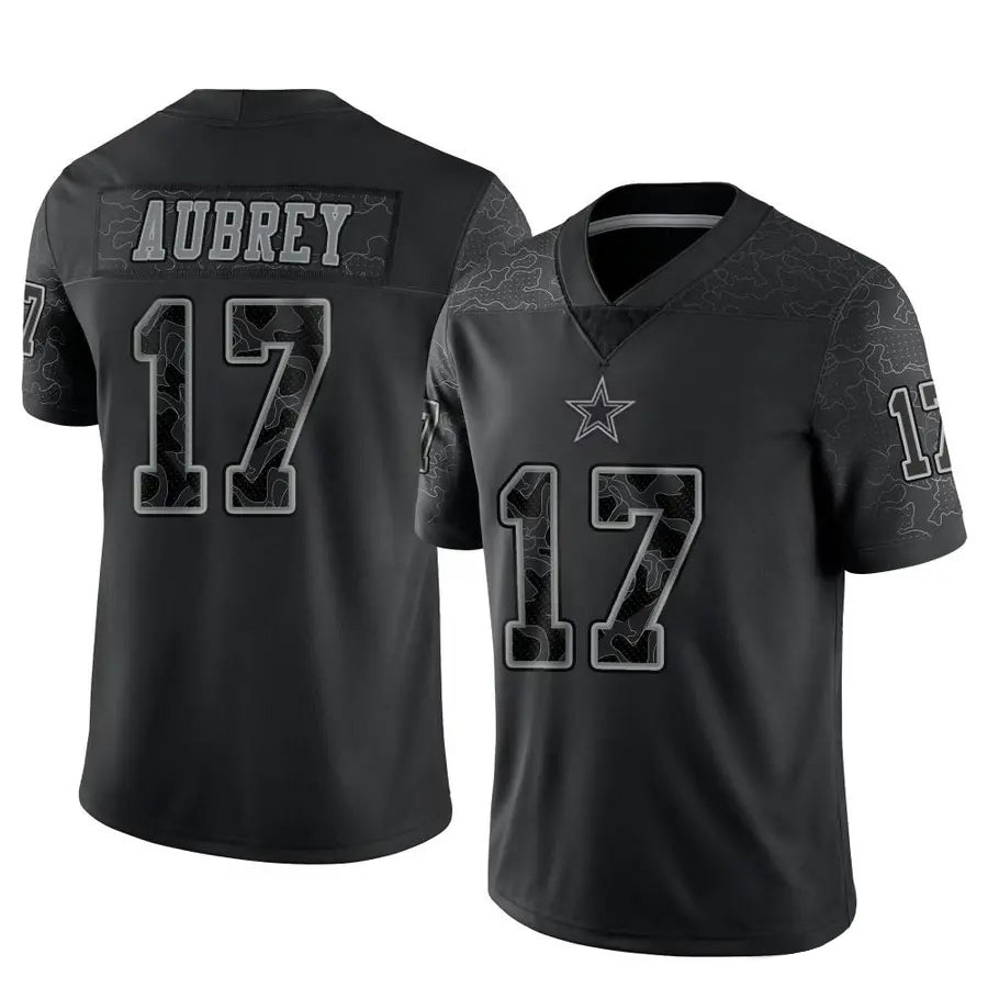Tlead D.Cowboys #17 Brandon Aubrey Player Black REFLECTIVE Limited Stitched Jerseys