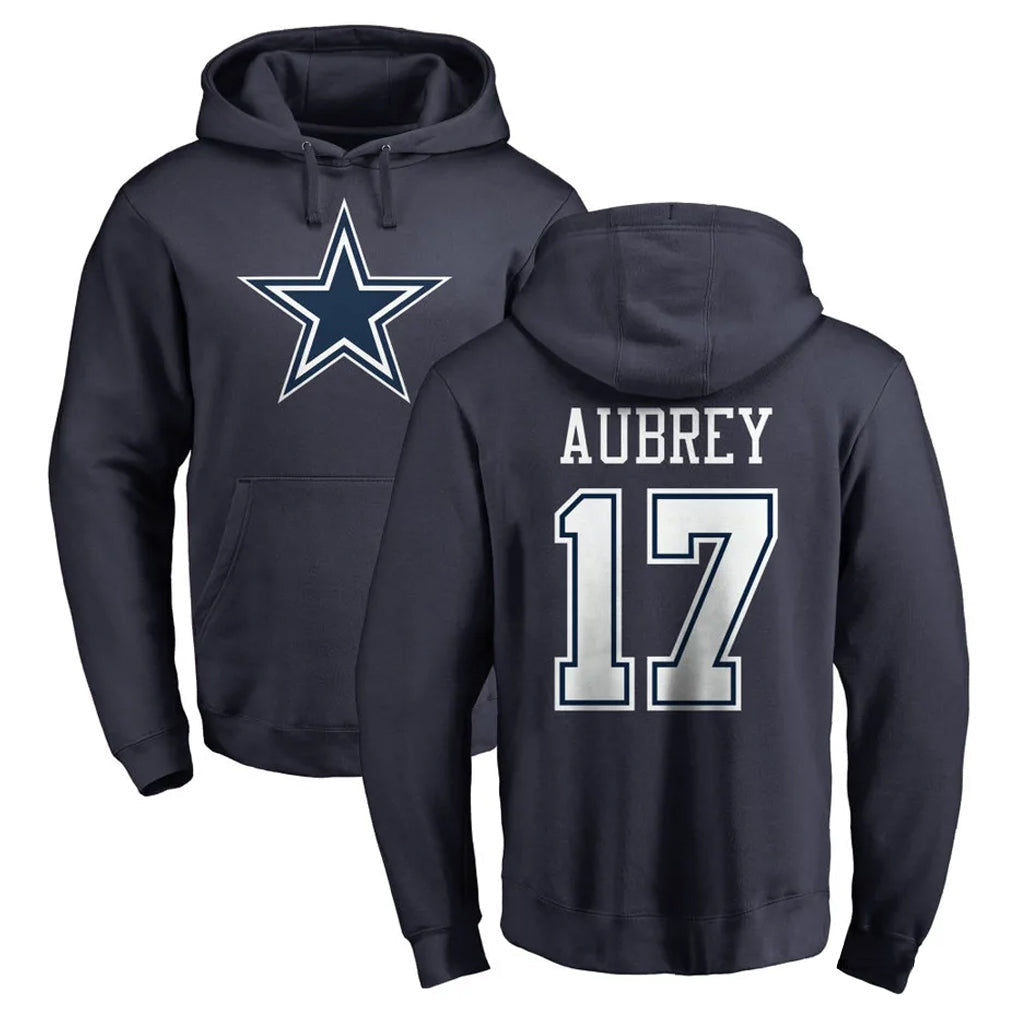 Tlead D.Cowboys #17 Brandon Aubrey Player Navy Pullover Hoodies Limited Stitched Jerseys