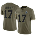 Tlead D.Cowboys #17 Brandon Aubrey Player Salute To Service Olive Stitched Jerseys
