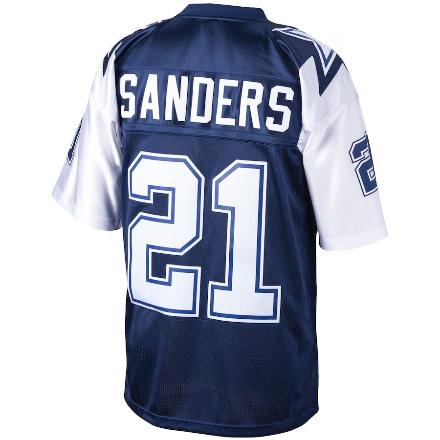 Tlead D.Cowboys #21 Deion Sanders Mitchell & Ness Navy Big & Tall 1995 Retired Player Replica Stitched Jerseys