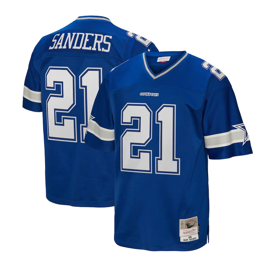 Tlead D.Cowboys #21 Deion Sanders Mitchell & Ness Navy Big & Tall 1996 Retired Player Legacy Replica Stitched Jerseys