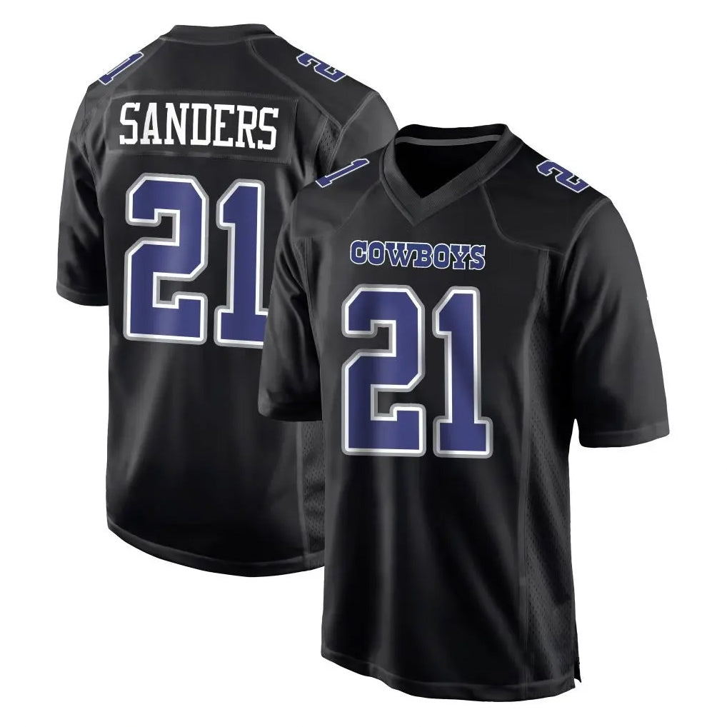 Tlead D.Cowboys #21 Deion Sanders Player Navy Carbon Black Fashion Stitched Jerseys