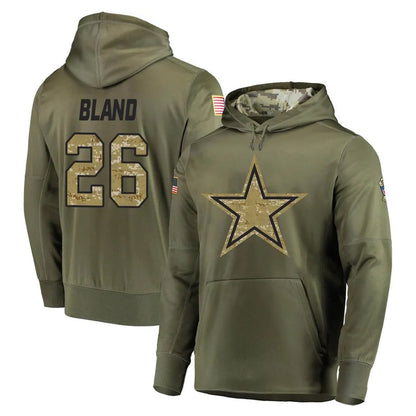 Tlead D.Cowboys #26 DaRon Bland Player Olive Salute to Service Pullover Hoodies Home Game Stitched Jerseys