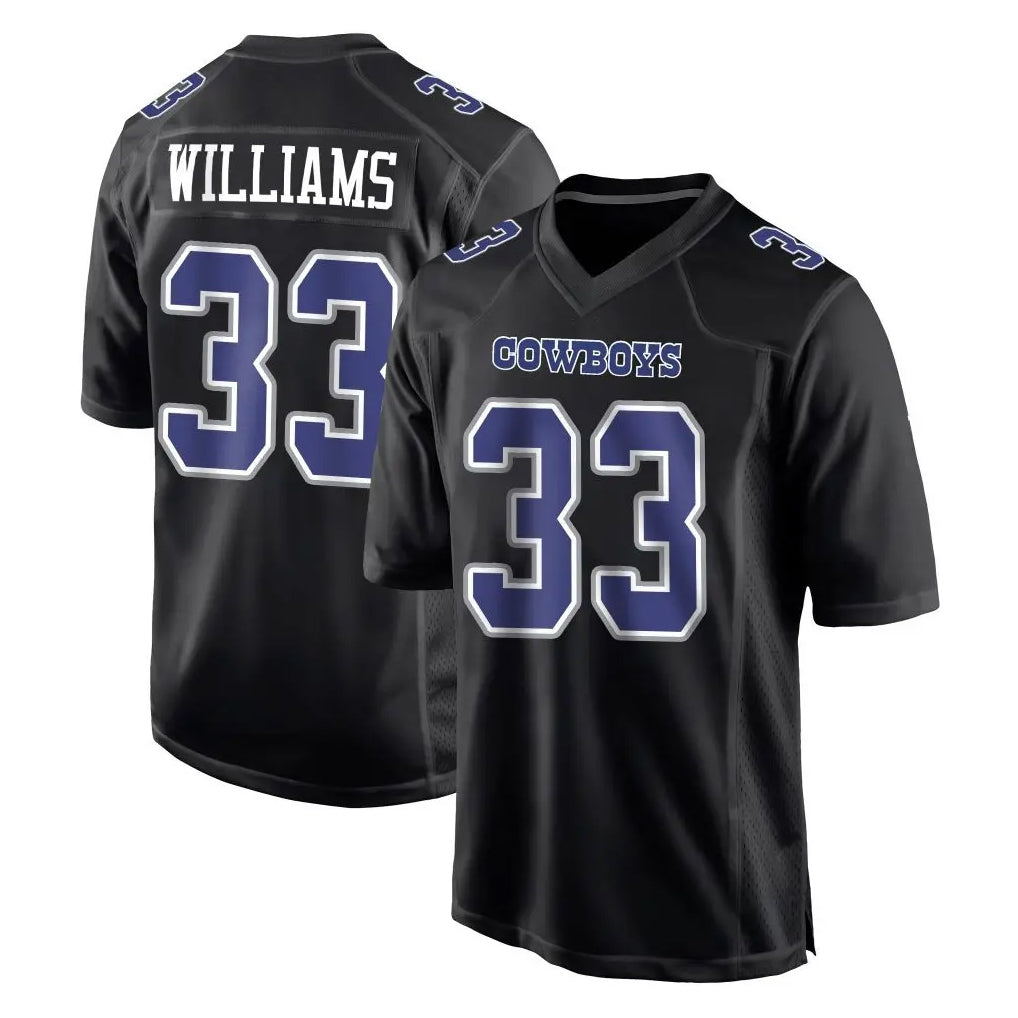 Tlead D.Cowboys #33 Javonte Williams Player Carbon Black Fashion Home Game Stitched Jerseys