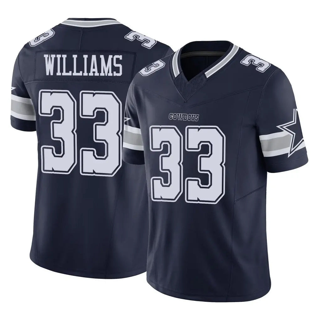 Tlead D.Cowboys #33 Javonte Williams Player Navy Limited Vapor F.U.S.E. Home Game Stitched Jerseys