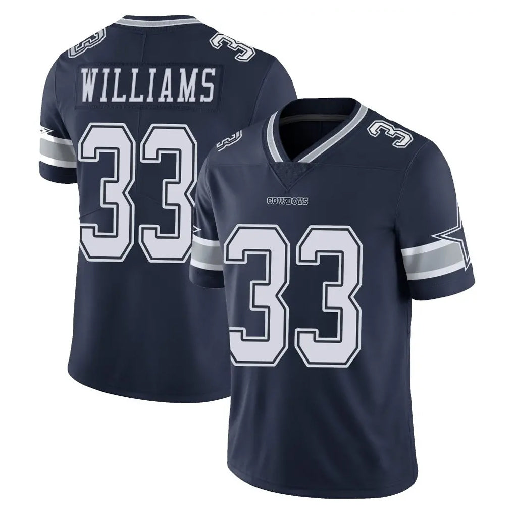 Tlead D.Cowboys #33 Javonte Williams Player Navy Vapor Untouchable Limited Home Game Stitched Jerseys