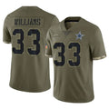 Tlead D.Cowboys #33 Javonte Williams Player Olive Salute to Service Limited Game Stitched Jerseys
