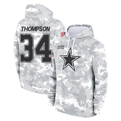 Tlead D.Cowboys #34 Jalen Thompson Player Arctic Camo Salute to Service Hoodies Limited Game Stitched Jerseys