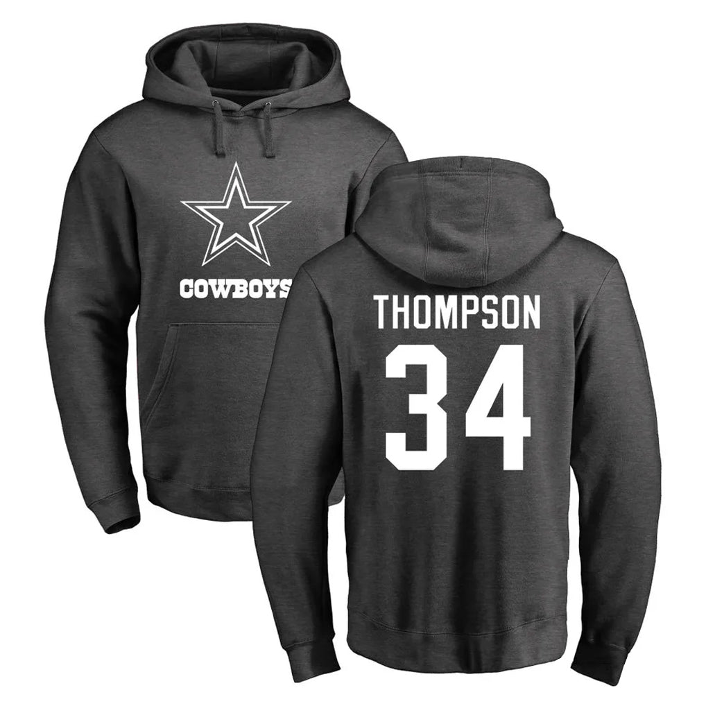 Tlead D.Cowboys #34 Jalen Thompson Player Ash One Color Pullover Hoodie Limited Stitched Jerseys