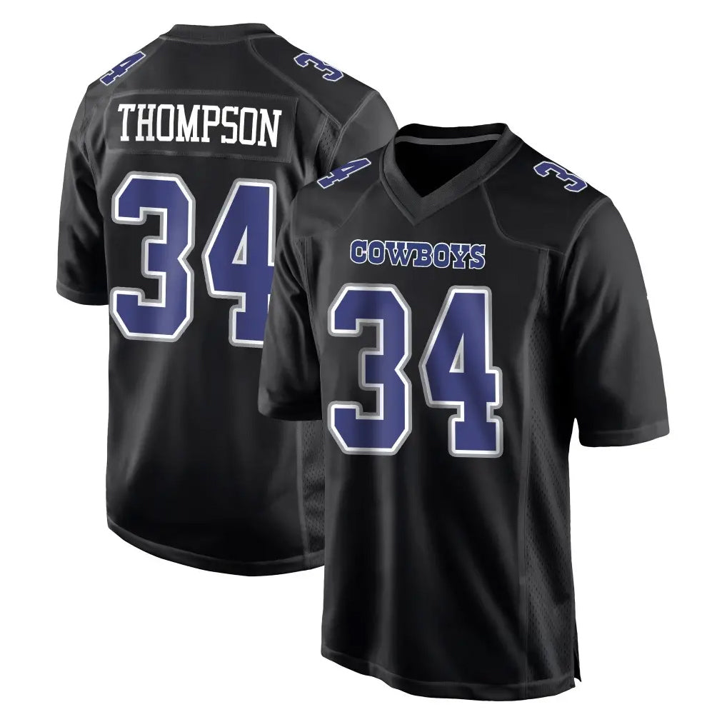 Tlead D.Cowboys #34 Jalen Thompson Player Carbon Black Fashion Home Game Stitched Jerseys