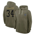 Tlead D.Cowboys #34 Jalen Thompson Player Olive Salute to Service Pullover Hoodies Limited Stitched Jerseys