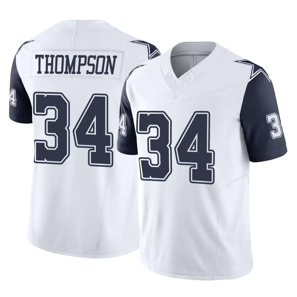 Tlead D.Cowboys #34 Jalen Thompson Player White-Navy Limited Vapor F.U.S.E. Home Game Stitched Jerseys