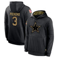 Tlead D.Cowboys #3 George Pickens Player Black Salute to Service Pullover Hoodies Limited Stitched Jerseys