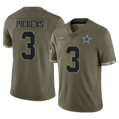 Tlead D.Cowboys #3 George Pickens Player Olive Salute to Service Limited Game Stitched Jerseys