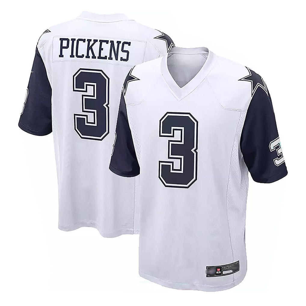 Tlead D.Cowboys #3 George Pickens Player White-Navy Home Game Stitched Jerseys