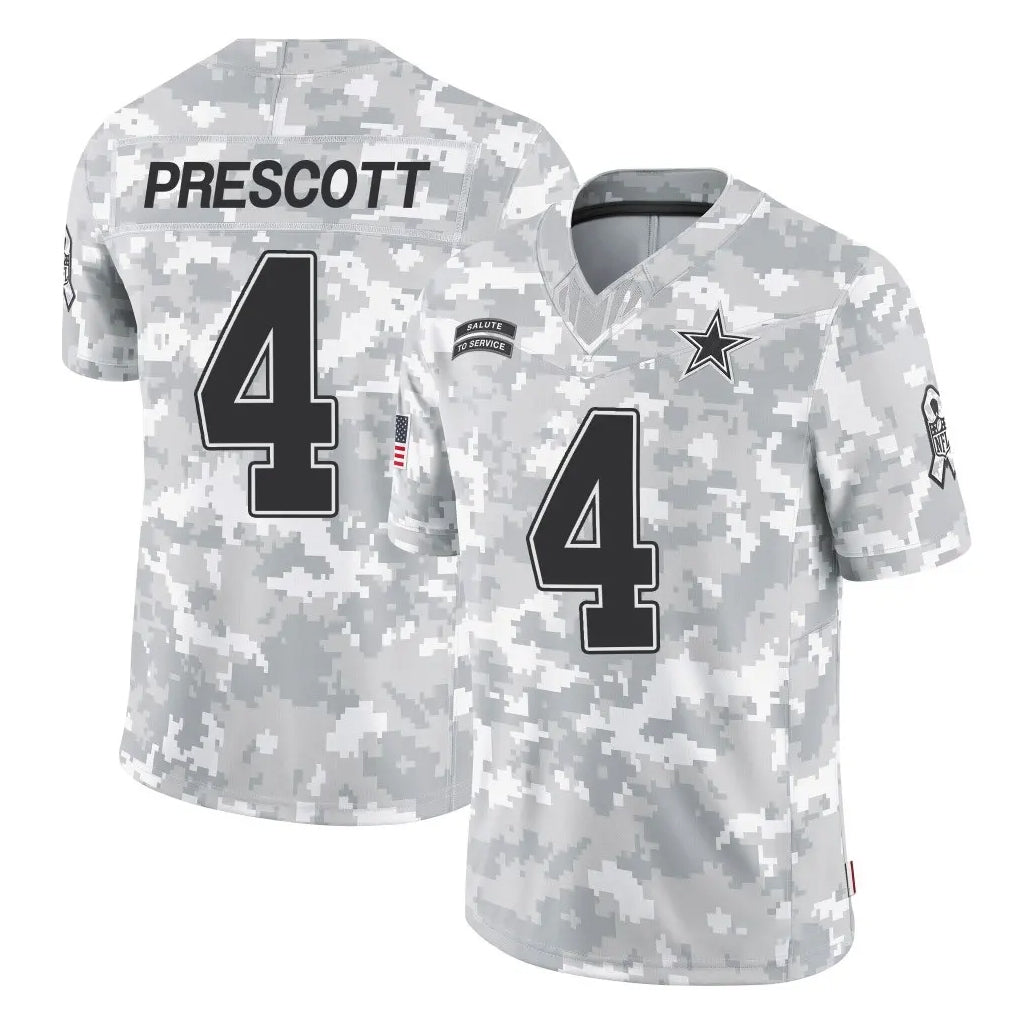 Tlead D.Cowboys #4 Dak Prescott Player Arctic Camo Salute to Service Limited Home Game Stitched Jerseys