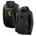 Tlead D.Cowboys #4 Dak Prescott Player Black Salute to Service Pullover Hoodies Limited Stitched Jerseys