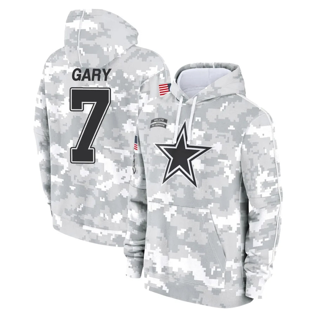 Tlead D.Cowboys #7 Rashan Gary Player Arctic Camo Salute to Service Hoodies Limited Game Stitched Jerseys
