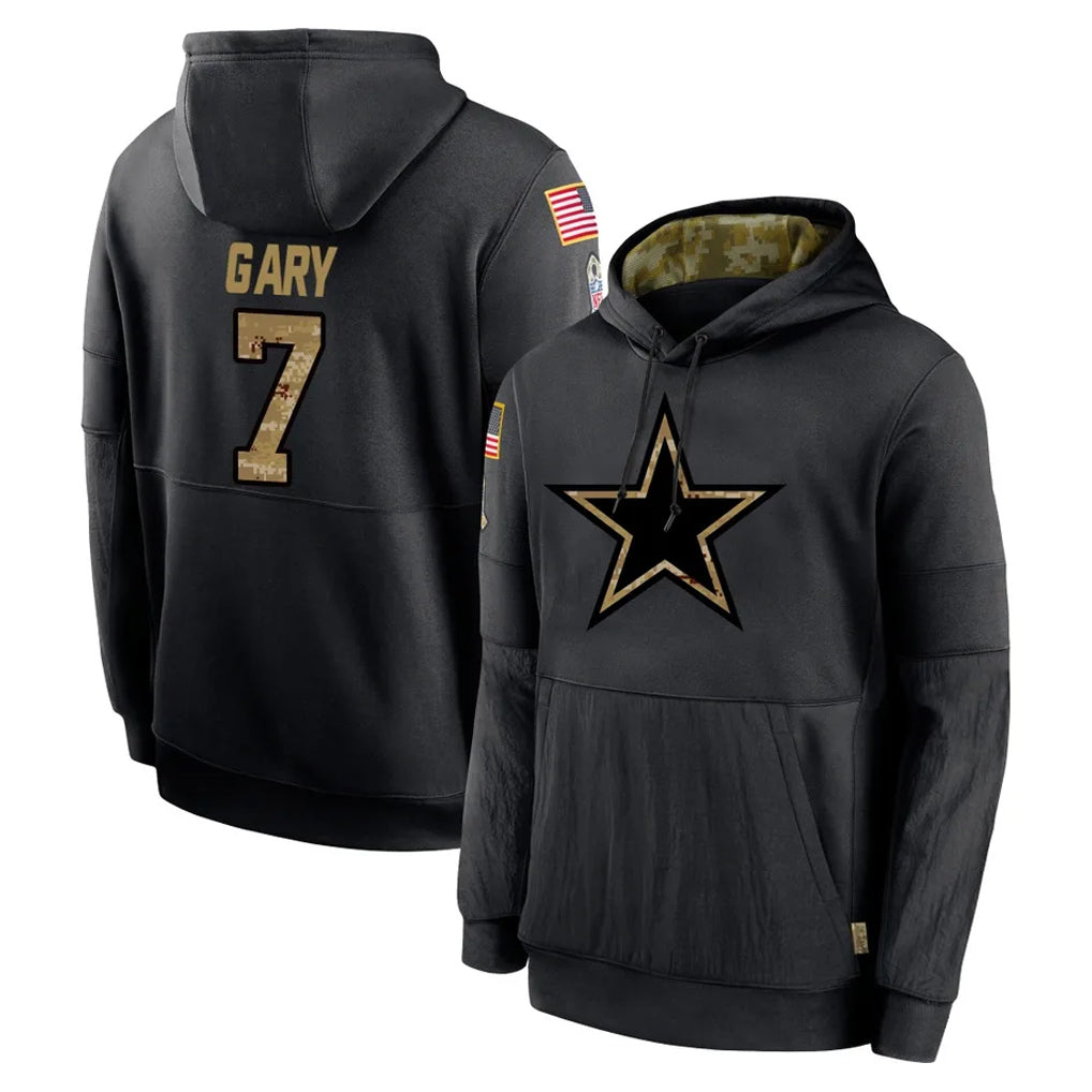 Tlead D.Cowboys #7 Rashan Gary Player Black Salute to Service Pullover Hoodies Limited Stitched Jerseys