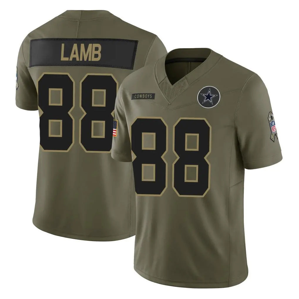 Tlead D.Cowboys #88 CeeDee Lamb Player Olive 2025 Salute to Service Limited Home Game Stitched Jerseys
