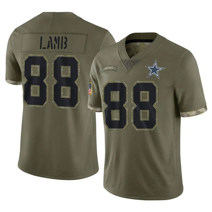 Tlead D.Cowboys #88 CeeDee Lamb Player Olive Salute to Service Limited Game Stitched Jerseys