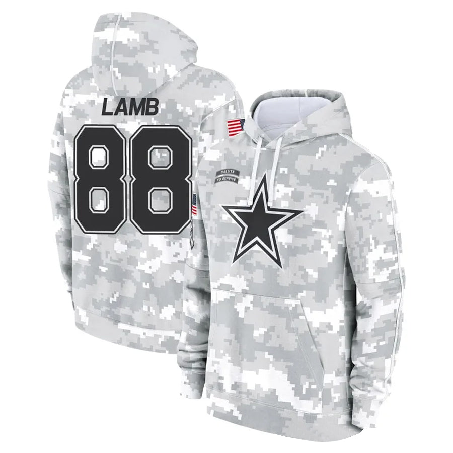 Tlead D.Cowboys #88 CeeDee Lamb Player Salute to Service Hoodies Game Stitched Jerseys