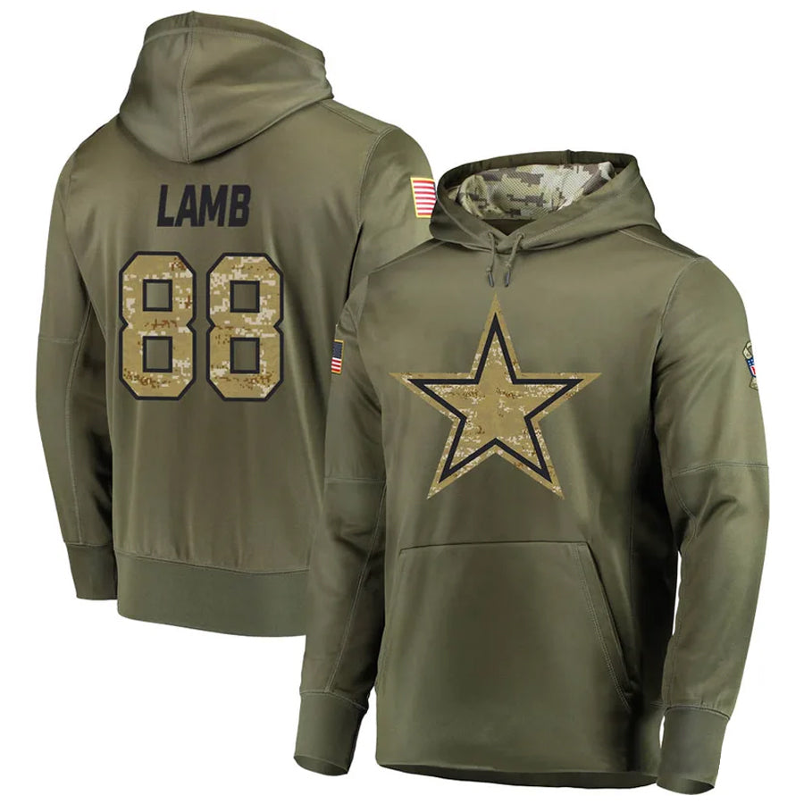Tlead D.Cowboys #88 CeeDee Lamb Player Salute to Service Pullover Hoodie Game Stitched Jerseys